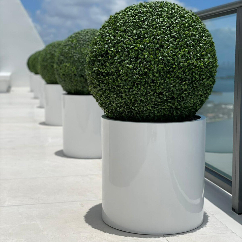 Artificial 98″ Olive Tree In Glossy White Ben Planter CFA Design Group