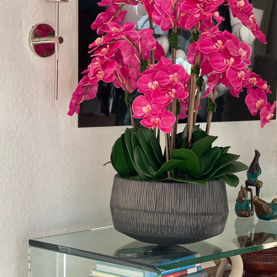 Java Bowl with Pink Phalaenopsis Orchids - CFA Design Group