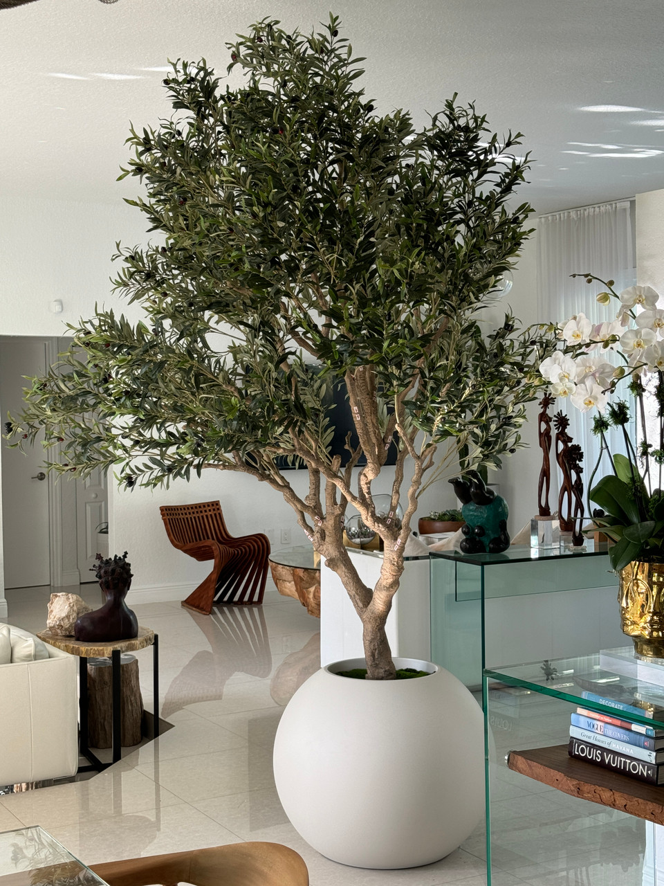 Olive Tree in Matte Beige 30 Globe Planter - CFA Design Group